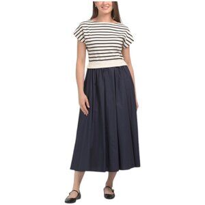 ZOE & CLAIRE Flutter Sleeve Striped Midi Dress